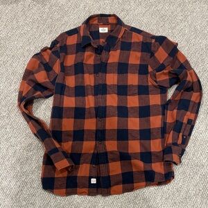 Marine Layer Men's Checkered Shirt in Orange and Black